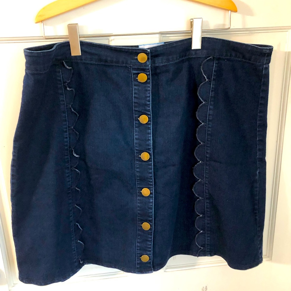 Draper James Scallop Denim Stretch Skirt 20